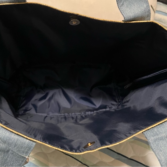 VICTORIA SECRET NWT STRAW BEACH TOTE BAG LARGE WEEKENDER TRAVEL BLUE BRAND NEW - Picture 4 of 7